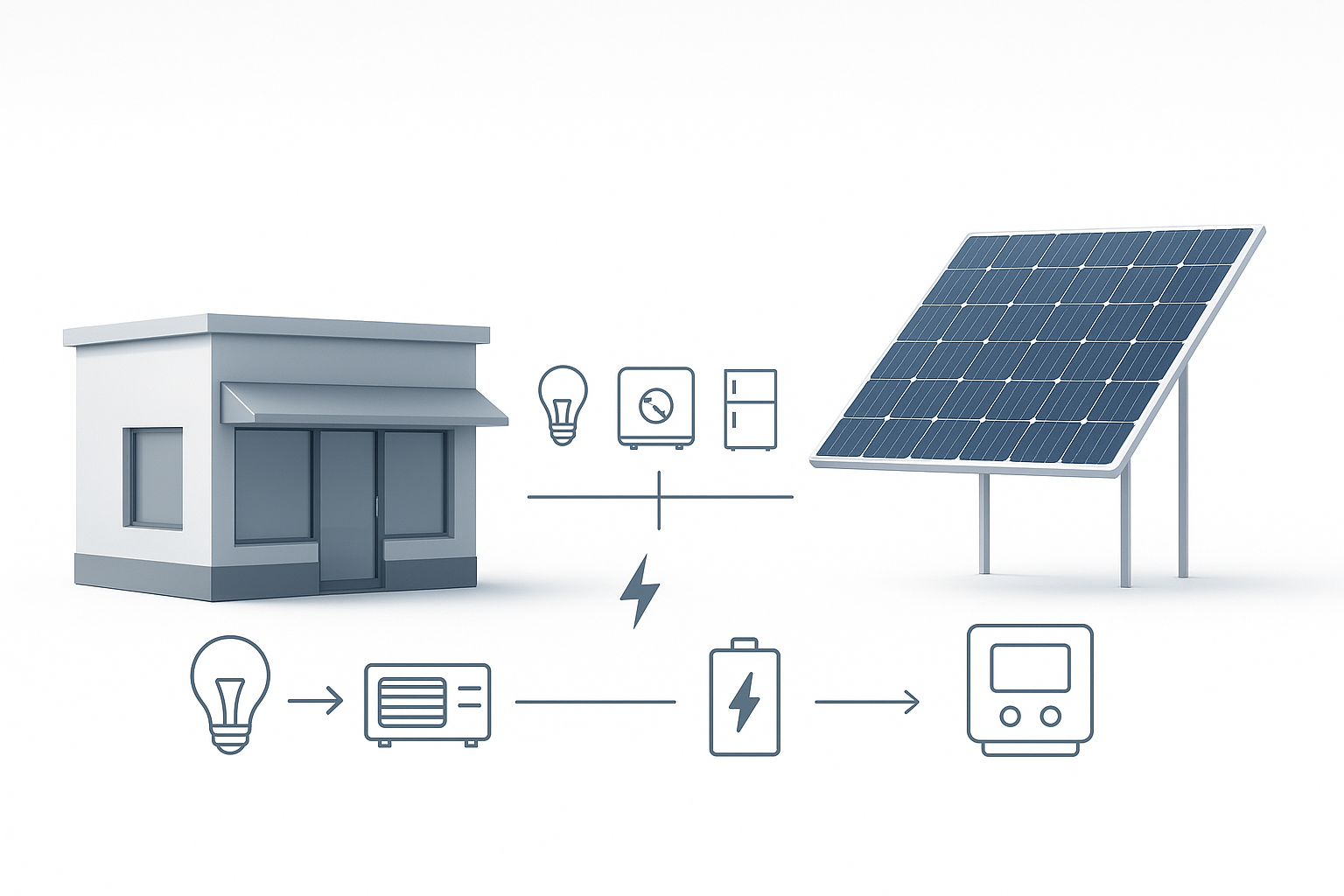 تصویر توان پنل خورشیدی برای مغازه