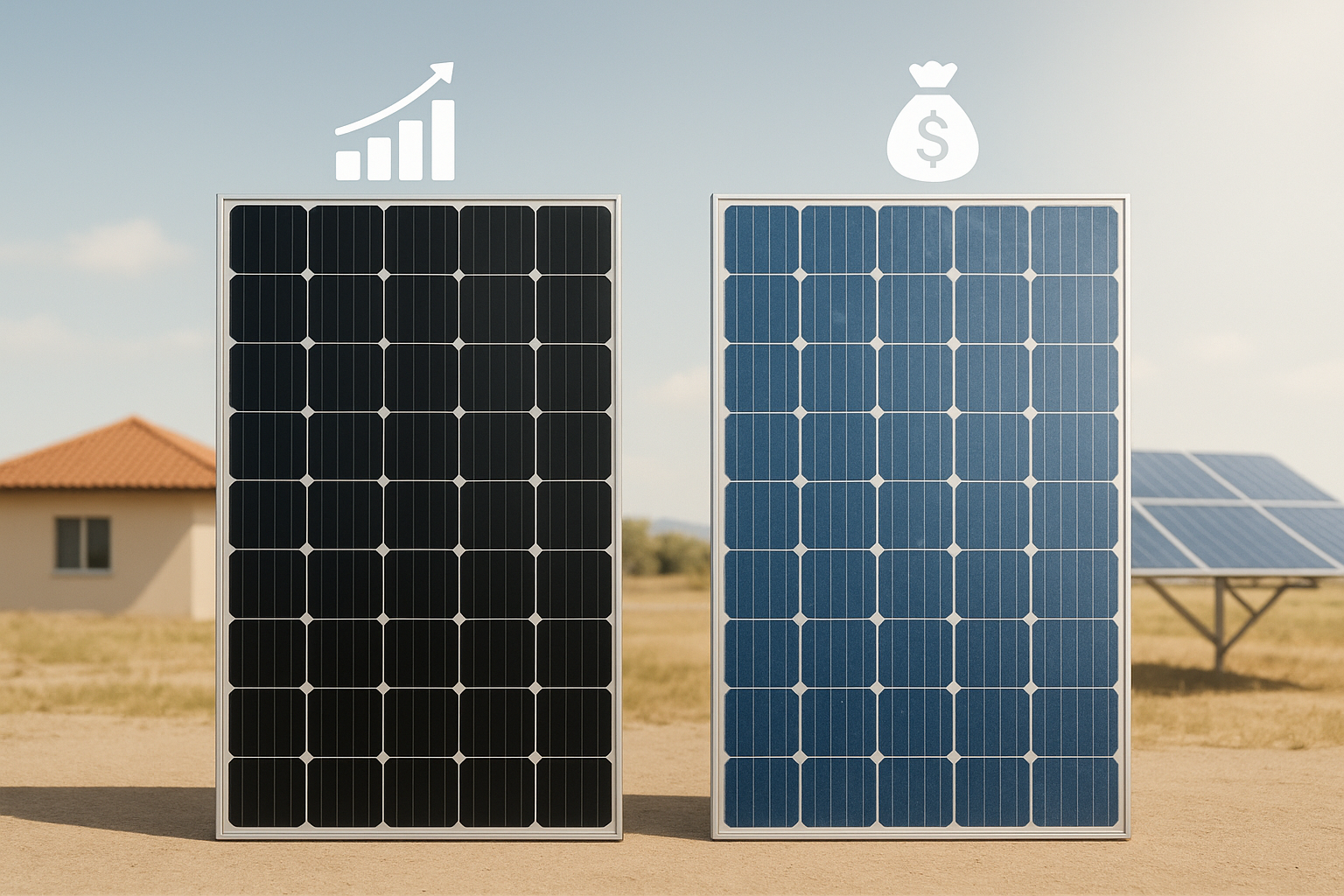 تصویر پنل های مونوکریستال و پلی‌کریستال