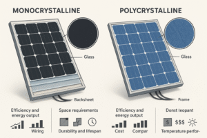 تصویر تفاوت پنل خورشیدی مونوکریستال و پلی‌کریستال