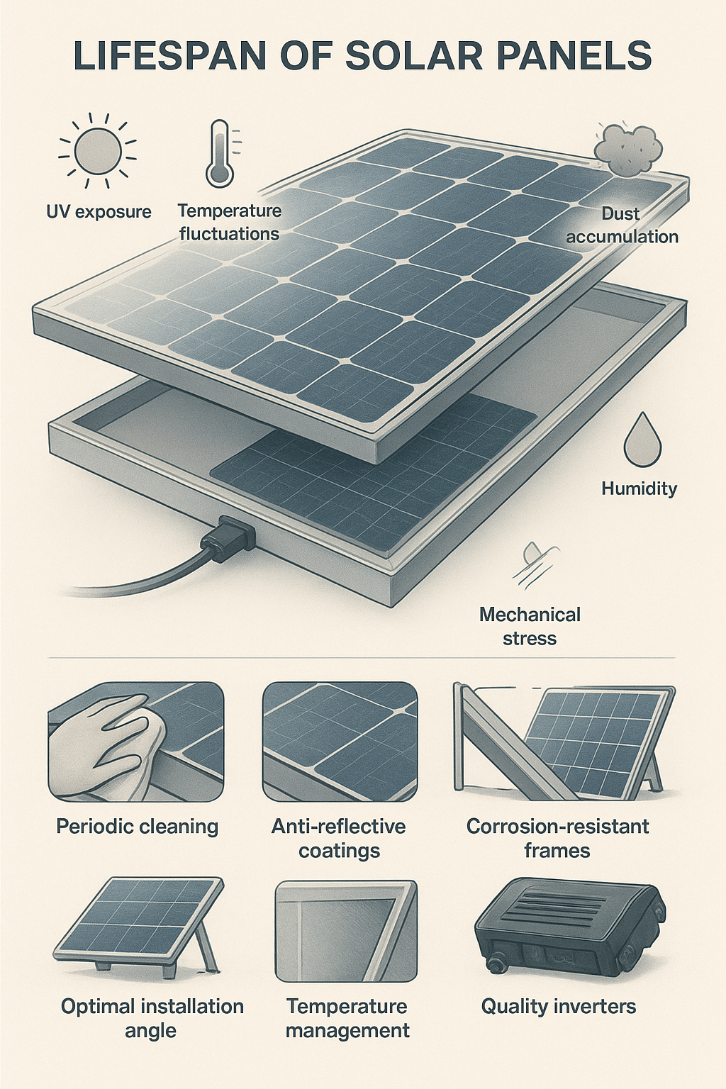 تصویر عمر مفید پنل خورشیدی