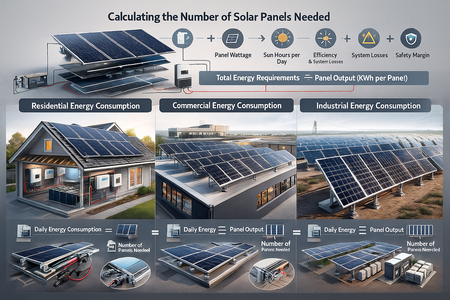 تصویر محاسبه تعداد پنل خورشیدی