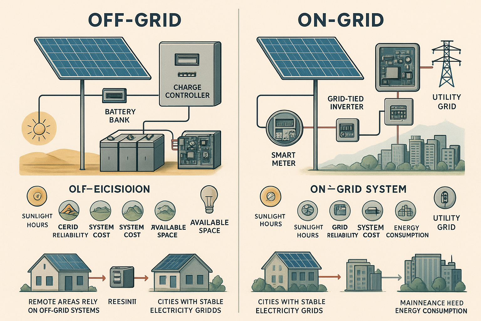 تصویر نیروگاه آف‌گرید و آن‌گرید
