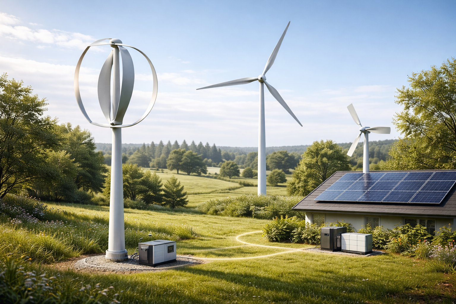 تصویر توربین بادی با باد کم؛ چه مدل‌هایی در سرعت باد پایین برق می‌دهند؟