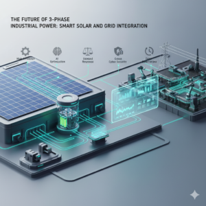 تصویر آینده برق سه فاز صنعتی با سیستم‌های خورشیدی و نیروگاهی هوشمند