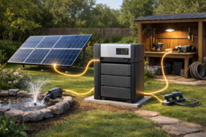 تصویر برق خورشیدی اضطراری برای باغ؛ راهکار قطعی برق بدون ژنراتور