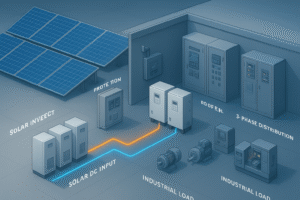 بصویر تأمین برق صنعتی سه‌فاز با نیروگاه خورشیدی