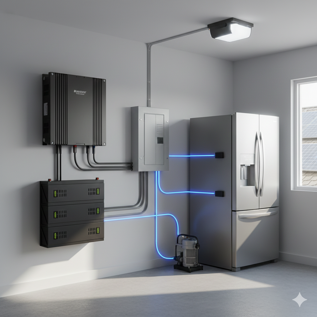 تصویر راهنمای انتخاب اینورتر و باتری برای برق خورشیدی اضطراری