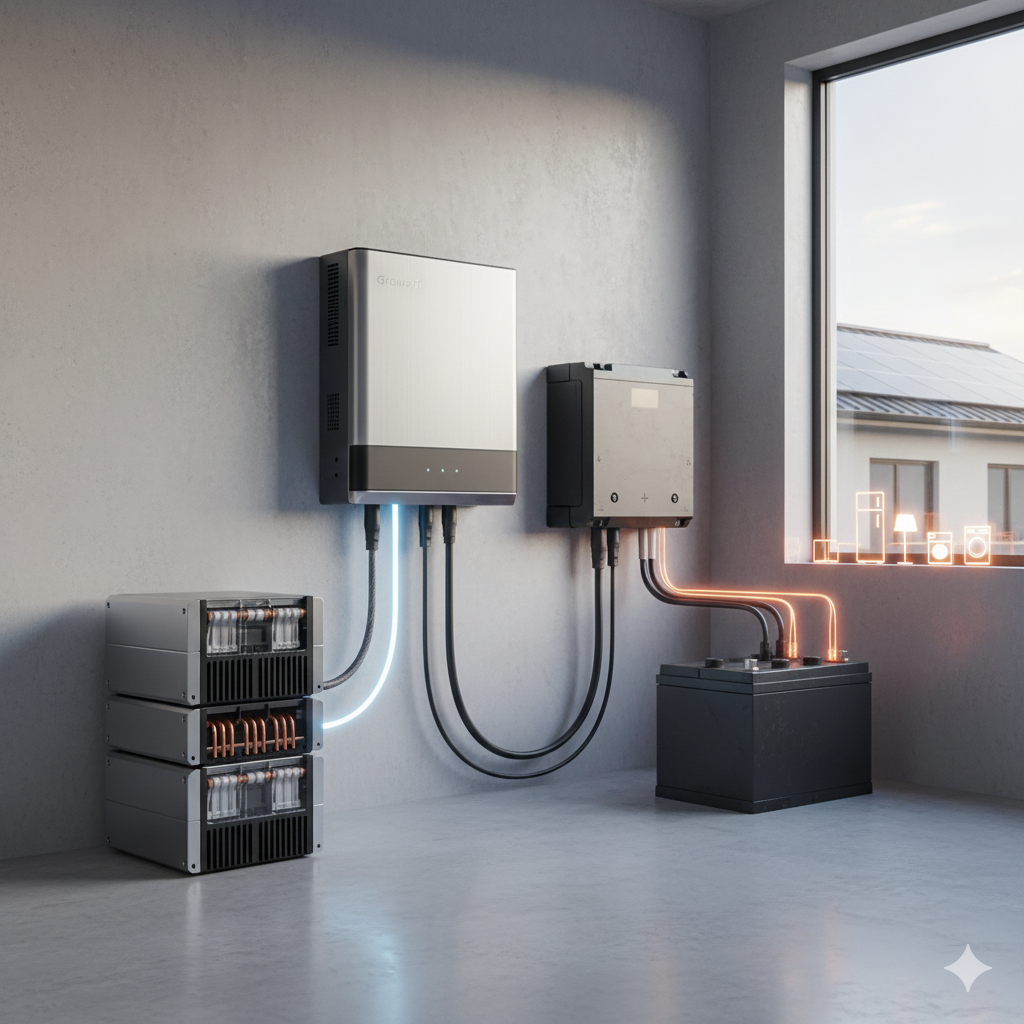 تصویر راهنمای انتخاب بهترین باتری برای سانورتر Growatt در سیستم‌های خانگی