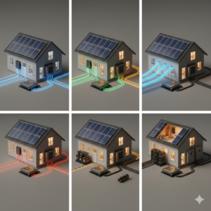 تصویر راهنمای انتخاب سانورتر مناسب بر اساس توان مصرفی خانه و تعداد پنل‌ها