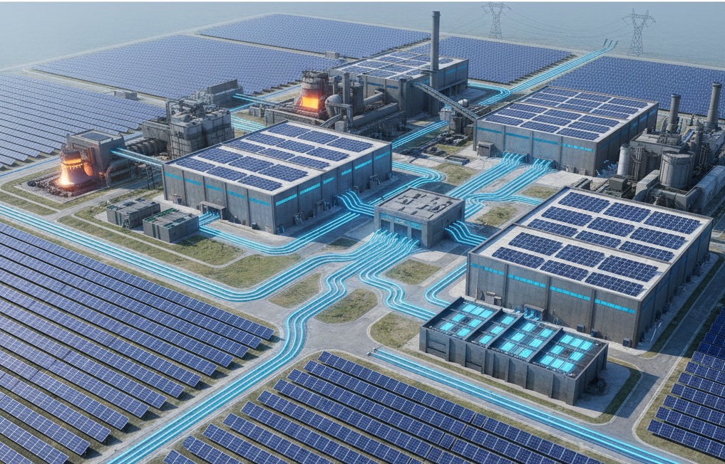 تصویر نقش نیروگاه خورشیدی در کاهش ریسک قطعی برق صنایع بزرگ