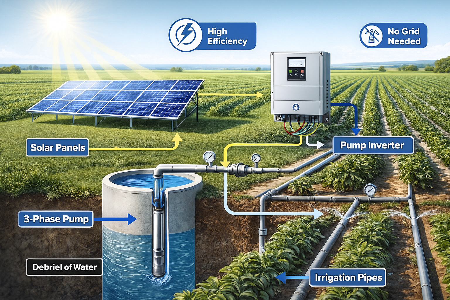 تصویر پمپ خورشیدی سه فاز