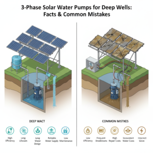 تصویر پمپ خورشیدی سه‌فاز برای چاه عمیق؛ واقعیت‌ها و اشتباهات رایج