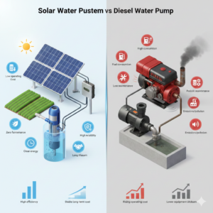 تصویر پمپ خورشیدی یا پمپ دیزلی