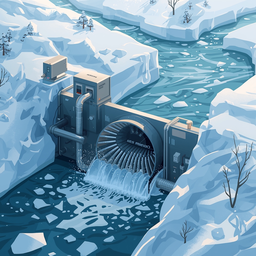 تصویر توربین آبی در زمستان چه عملکردی دارد؟ بررسی عملی در مناطق سردسیر