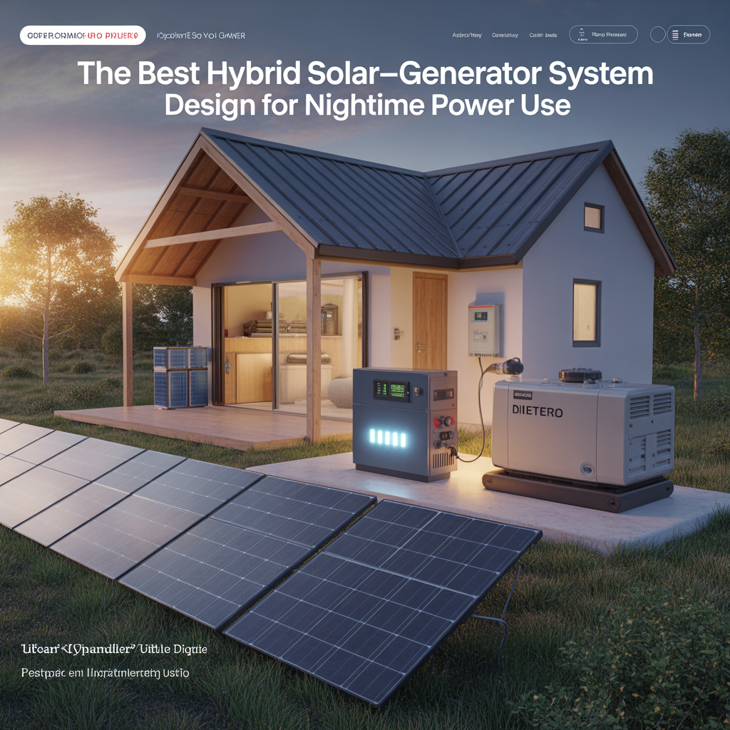 بهترین طراحی سیستم هیبرید خورشیدی و موتور برق برای مصرف شبانه