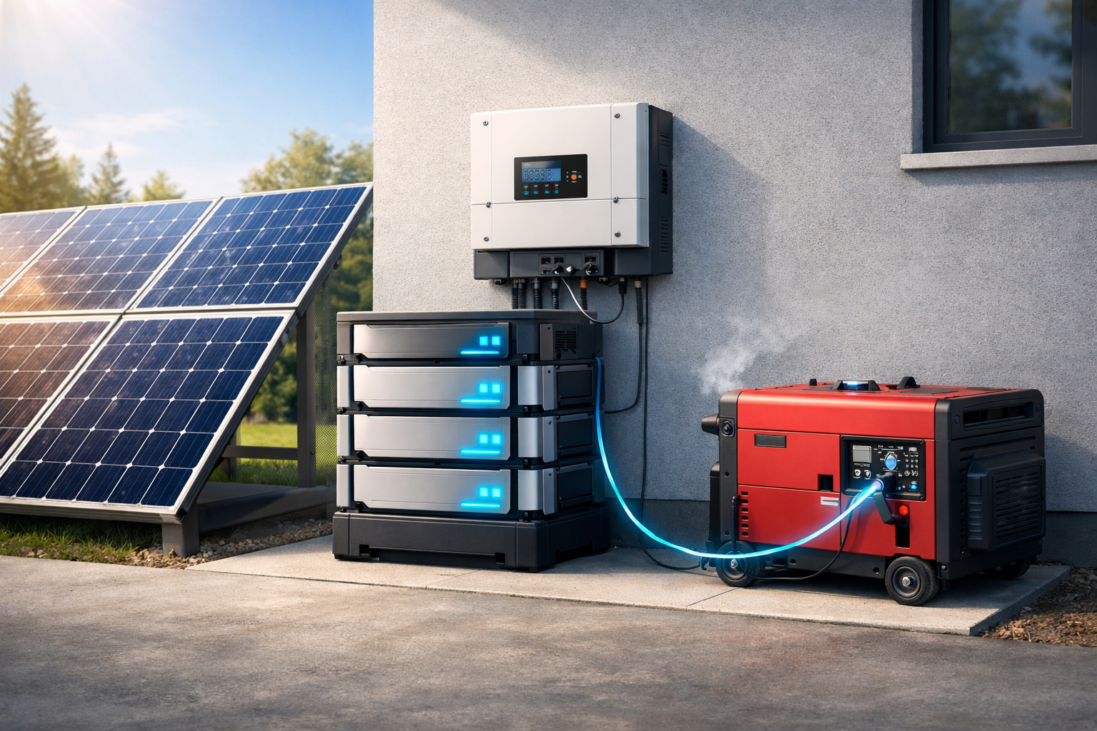 سیستم هیبرید خورشیدی–موتور برق چیست و چگونه هزینه باتری را کاهش می‌دهد؟