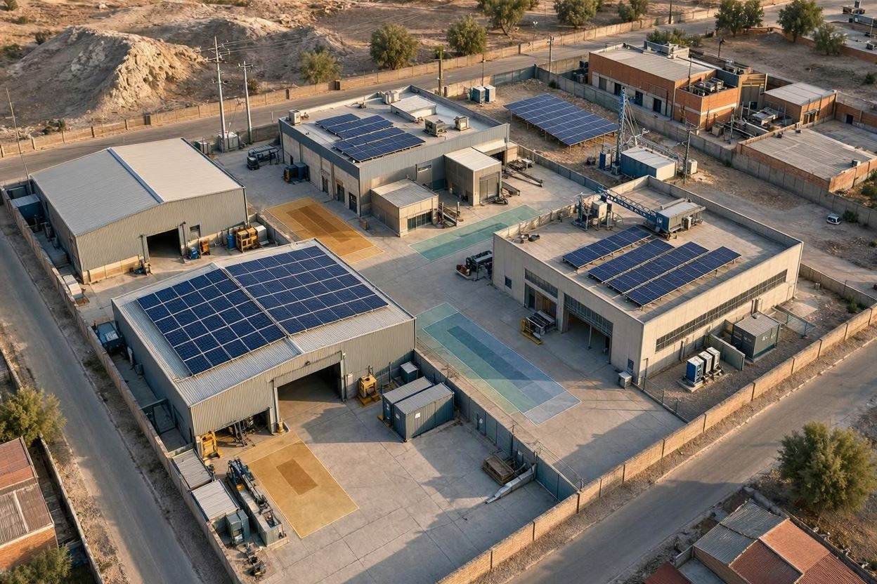 بررسی ظرفیت نیروگاه خورشیدی صنعتی برای کارگاه‌ها و واحدهای تولیدی بهاران‌شهر